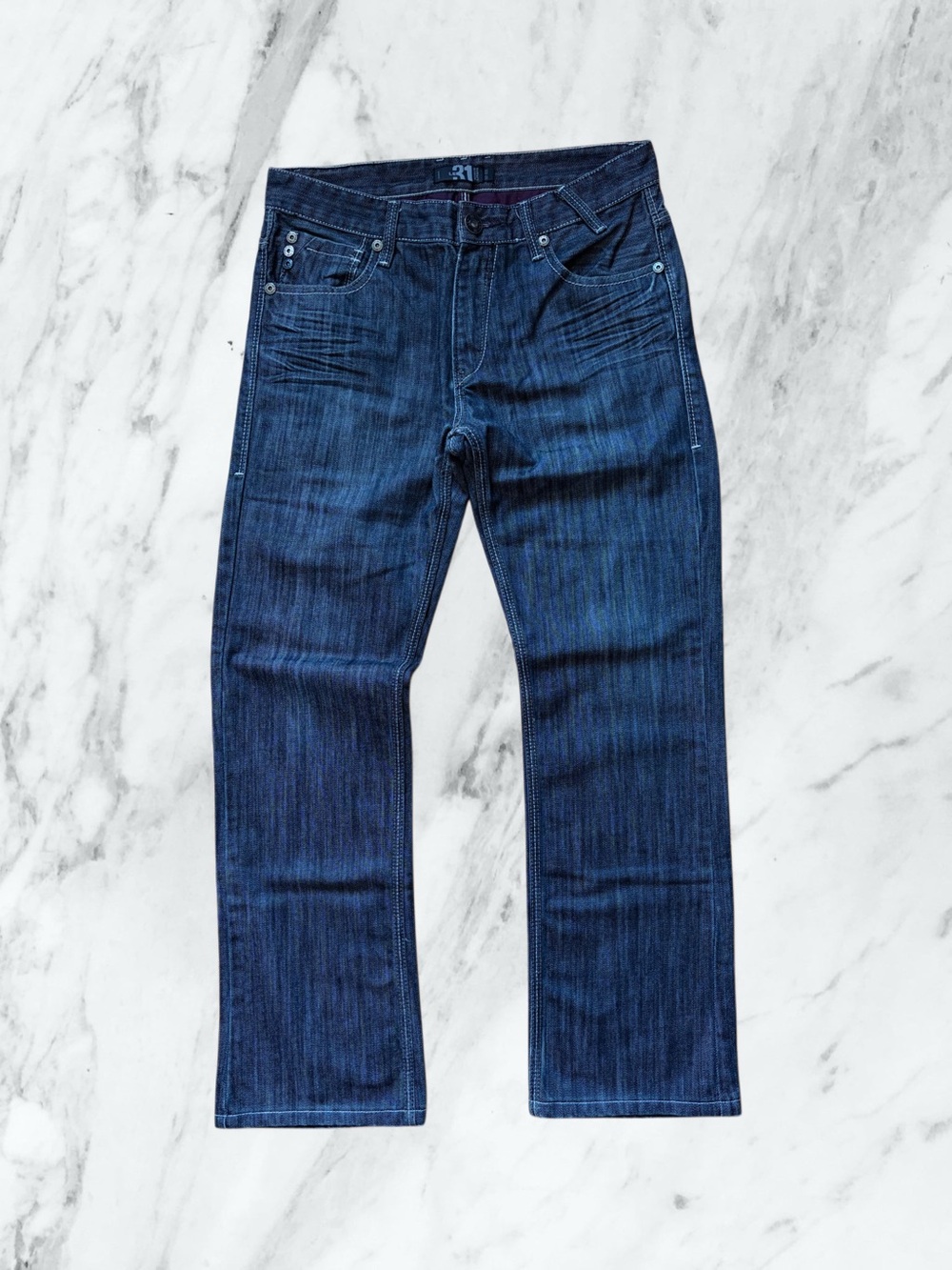 Men's Dark Blue Straight-Leg Jeans